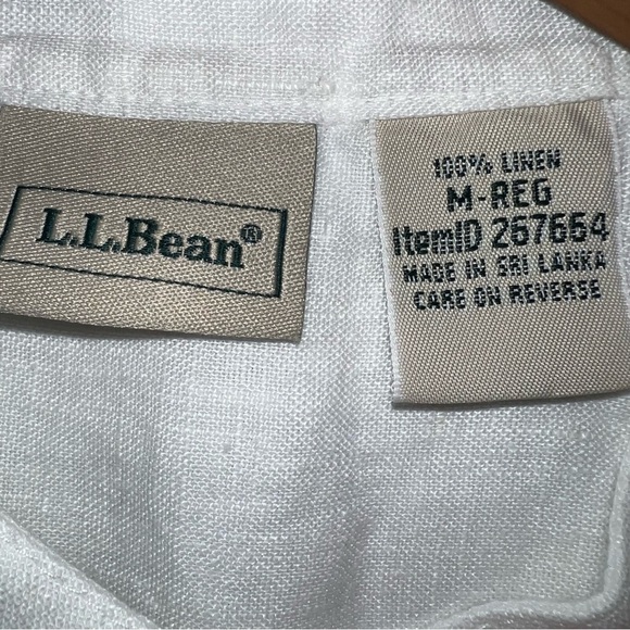 L.L.Bean White Linen Tuxedo Bib Band Collar Button Up Contemporary Prairie Top M - Picture 9 of 16
